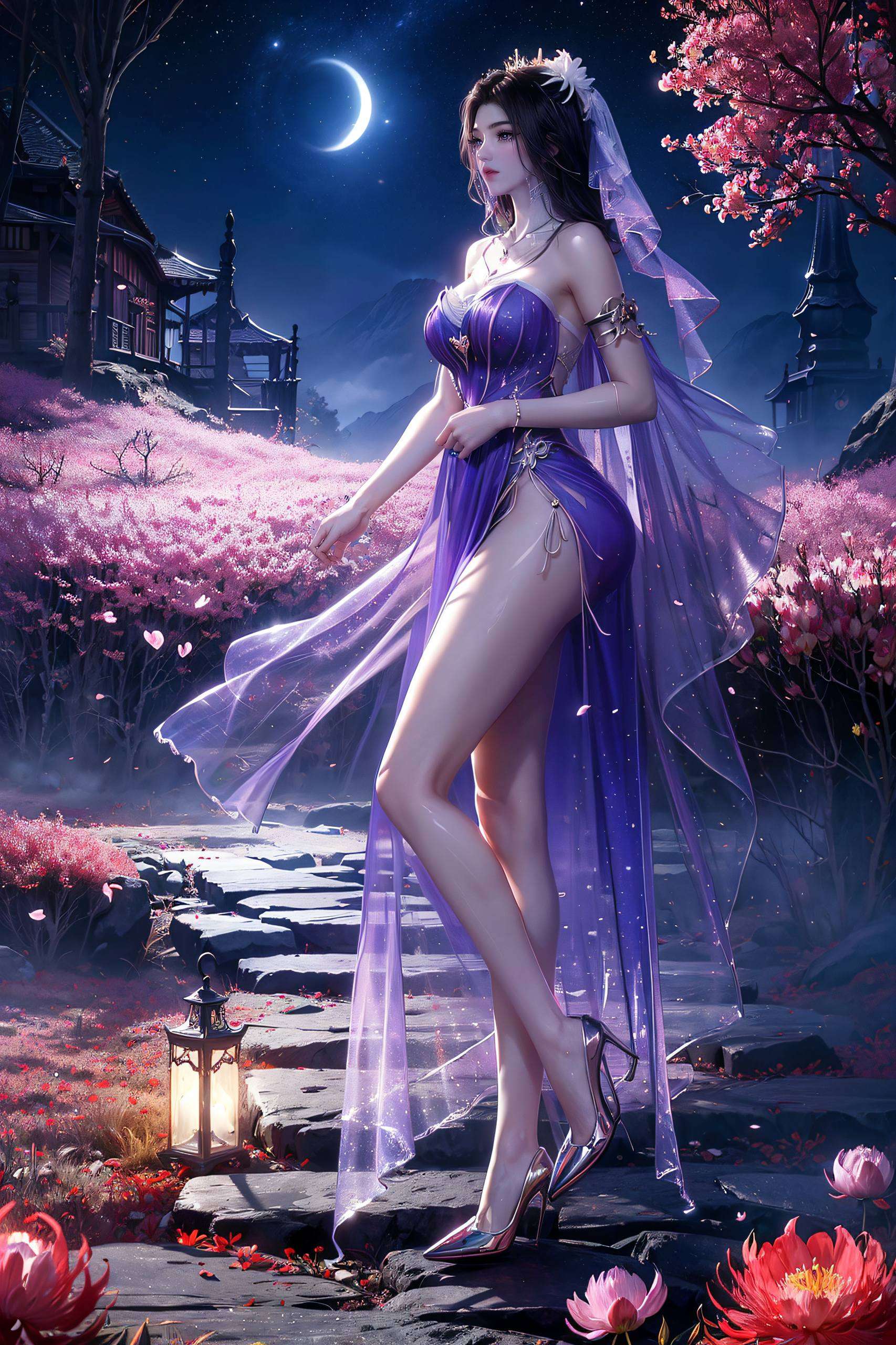 这张AI国漫美女丝绒iPhone AI美女壁纸细腻的笔触描绘出令人心动的细节
