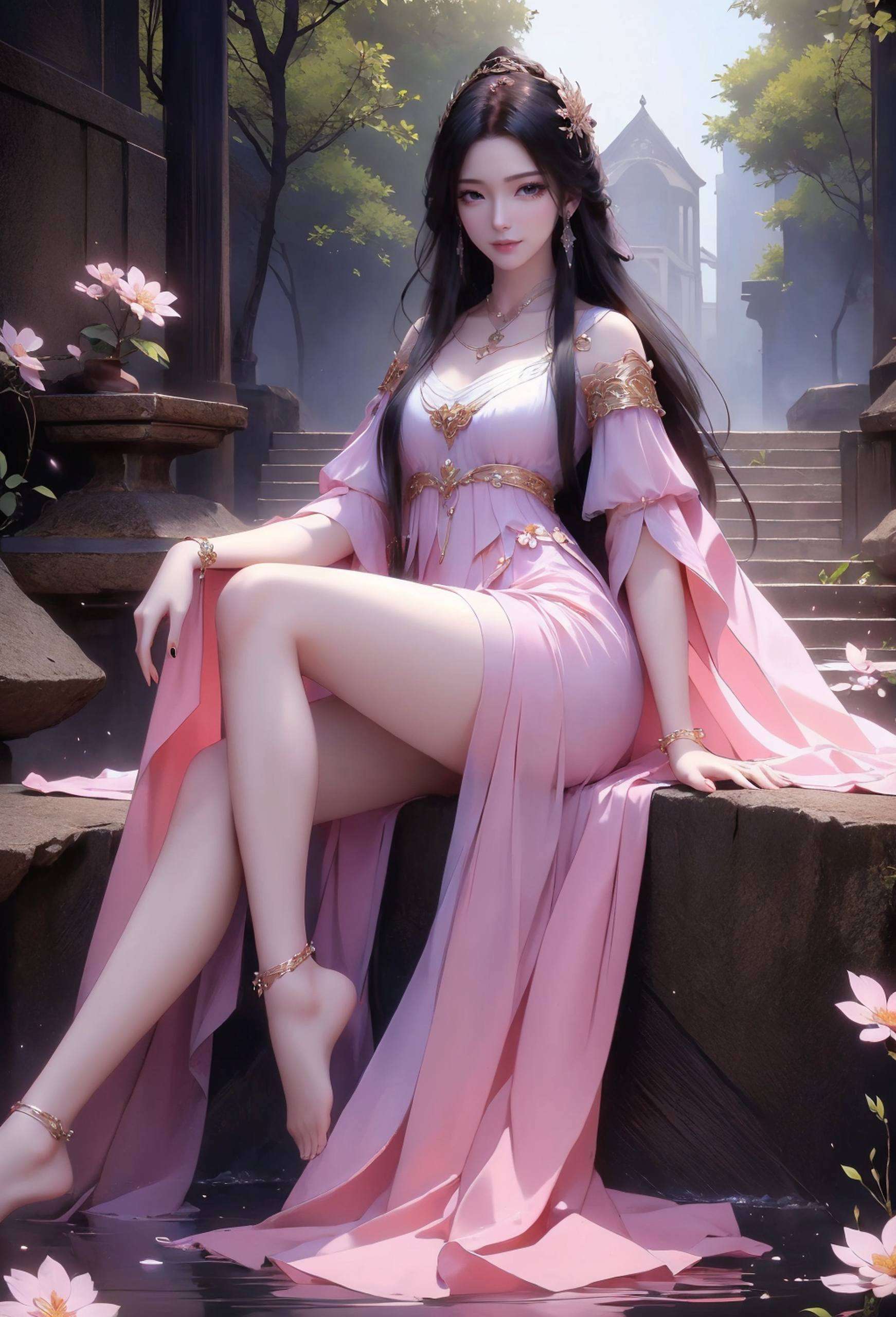 以水彩2K高清国漫美女背景为特色为你的手机带来一抹清新脱俗的仙气